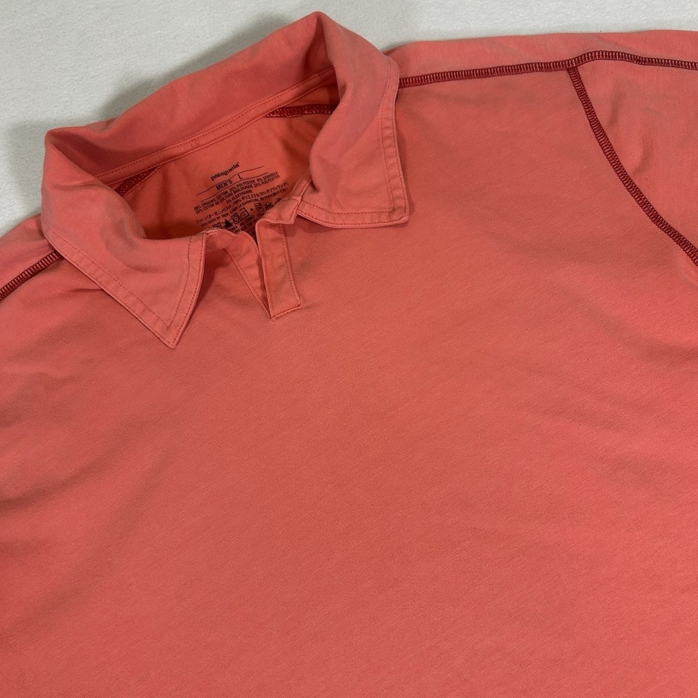 Patagonia Mens Large Red M Stretch Contrast Stitching Short Sleeve Polo‎ Shirt